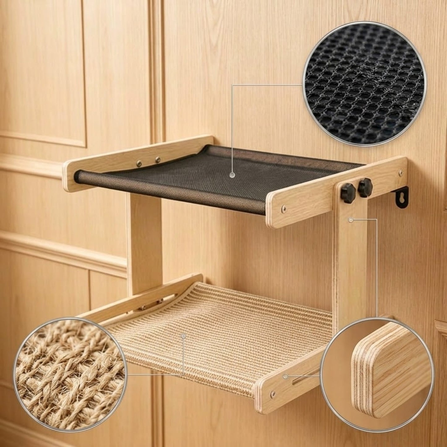 hamac pour chaotn zoom sur sisal toile bois