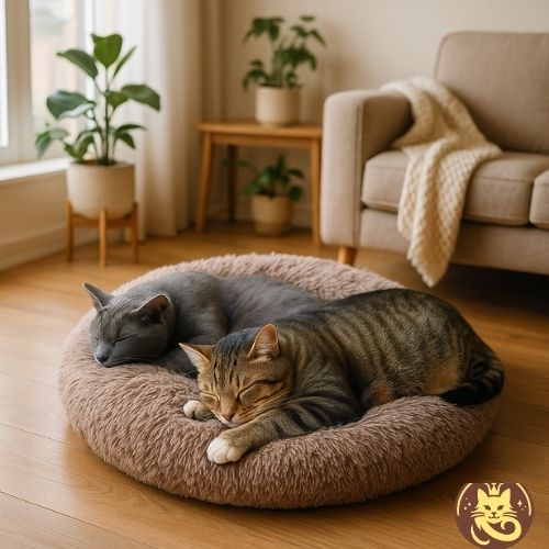 coussin à chat dodo du pacha marron chats endormis