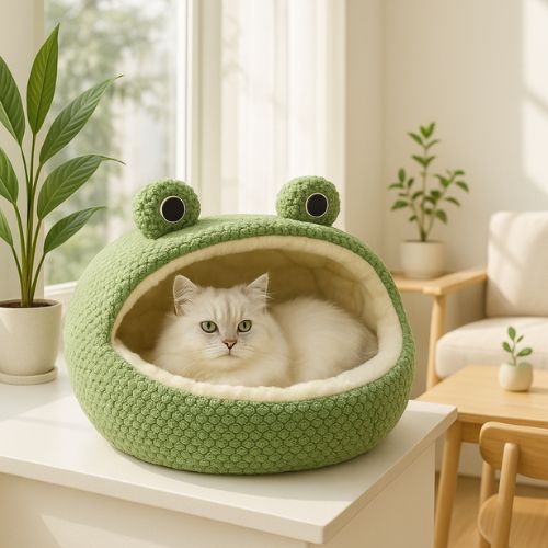 coussin chat frogy dodo persan blanc relaxant dedans