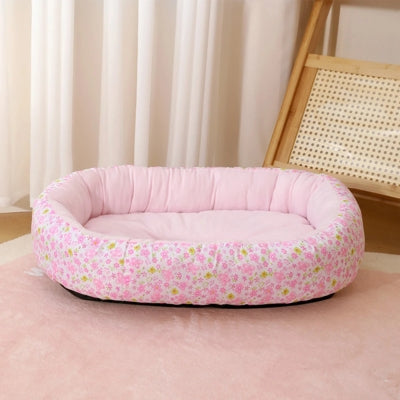 coussin chats rose fleuri