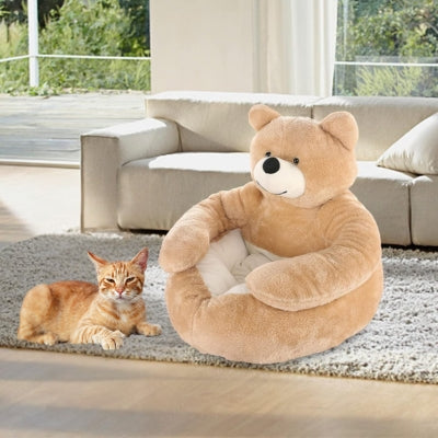 coussin pour chat beige chat relaxant à côté