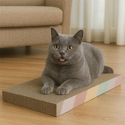 griffoir chat carton chat detendu paisiblement dessus