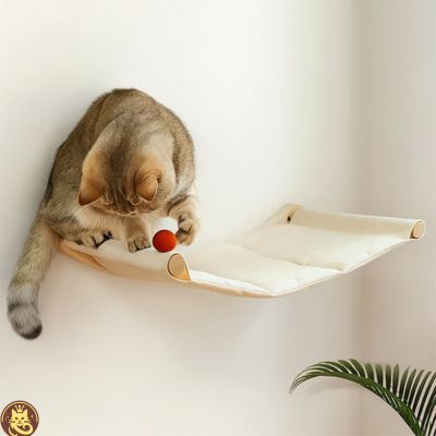 hamac chat comfyzénith fixé au mur chat jouant balle dessus