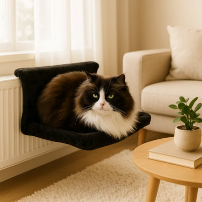 hamac radiateur chat accroché radiateur himalayen relaxant dessus