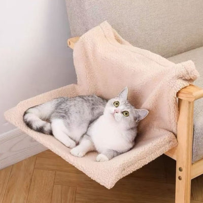 hamac radiateur chat beige chat observant-tranquillement-dessus