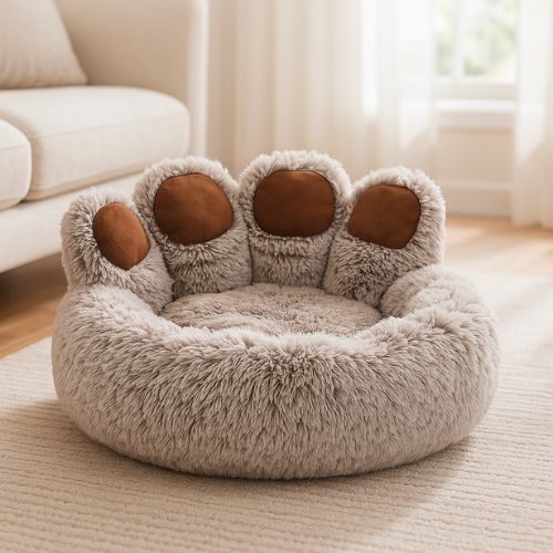 lit pour chat dreamypaw gris dans salon