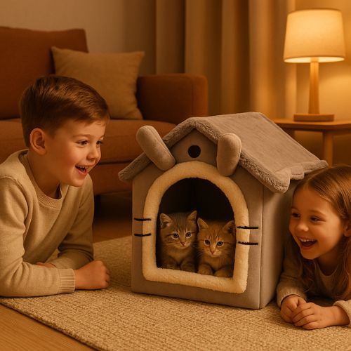 niche à chat chattons dans ronron cocon fillette garcon contents