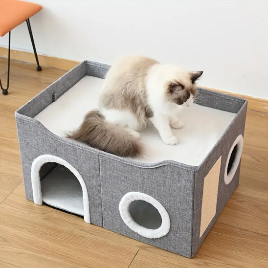 niche pour chat avec chat sur toit cozy maze