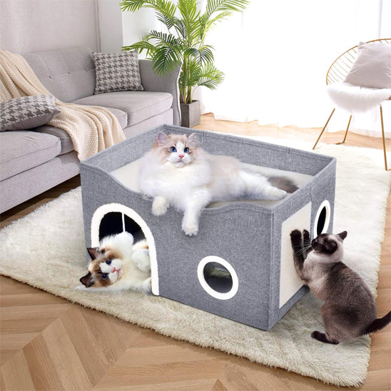 niche pour chat avec trois chats cozy maze
