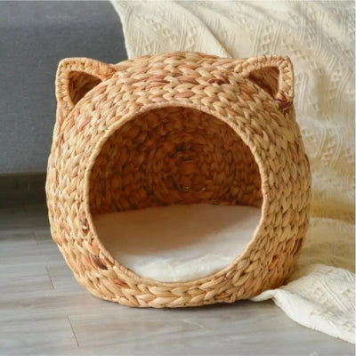 panier à chat en osier vue face