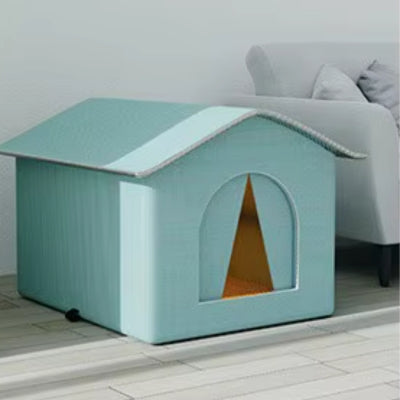 panier chat bleu gris dans salon