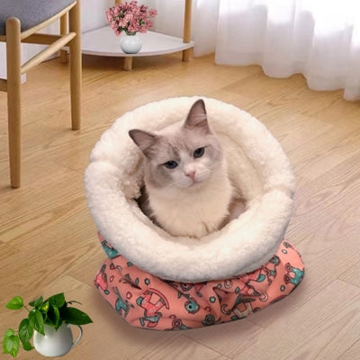 panier chat rose chat relaxant dedans salon