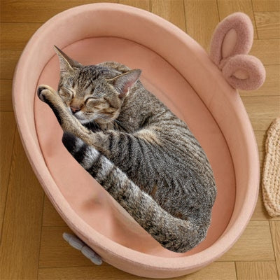panier pour chat chaton endormi paisiblement dedans
