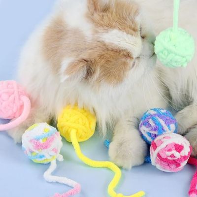 ragdoll entouré jouet chat balles plusieurs couleurs