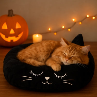 chat dort profondement dans son panier chat