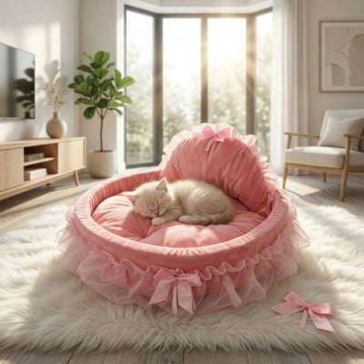 chaton endormi dans son couffin chaton