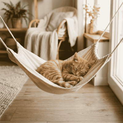 hamac chaton suspendu salon chaton endormi paisiblement dedans