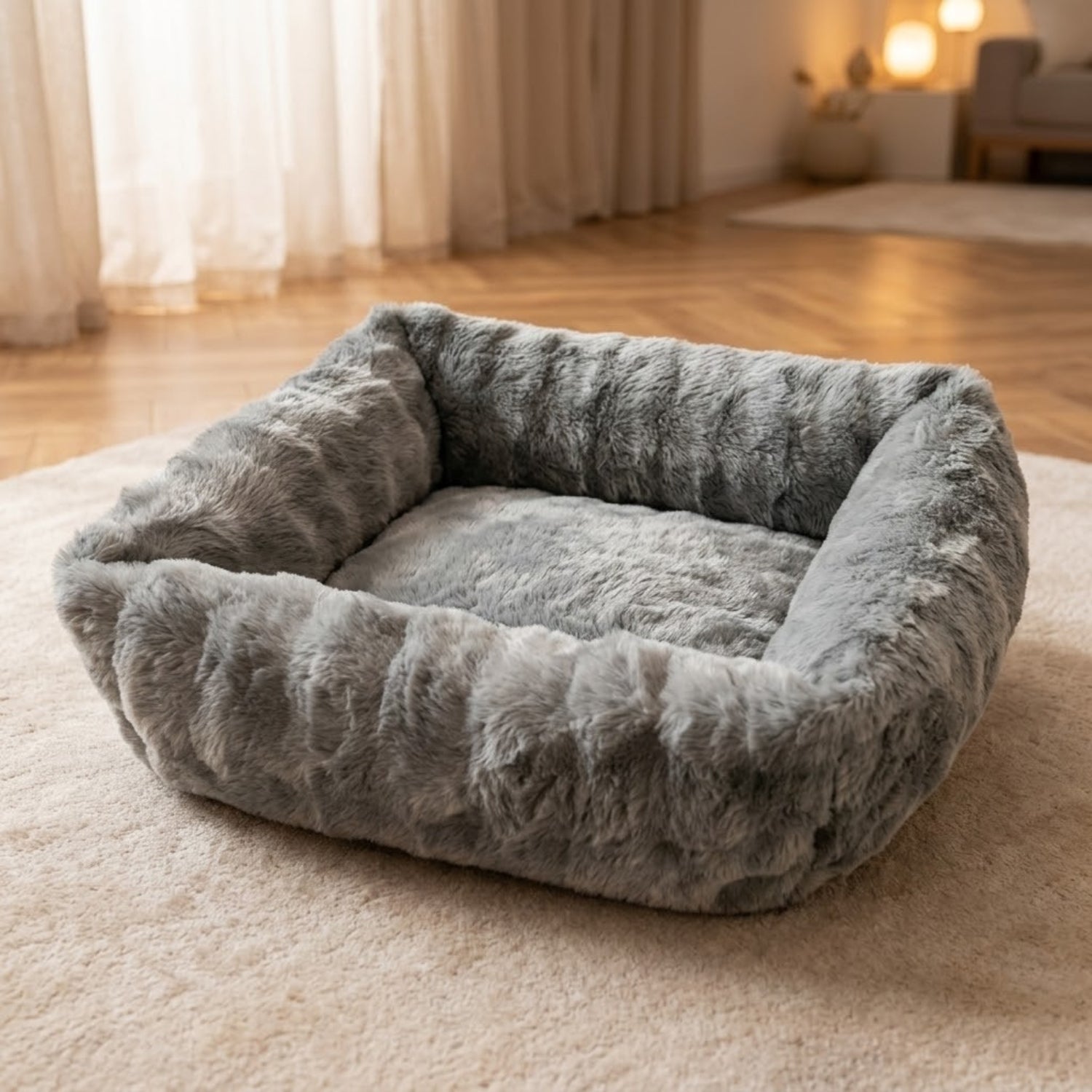 Coussin chaton bords hauts gris