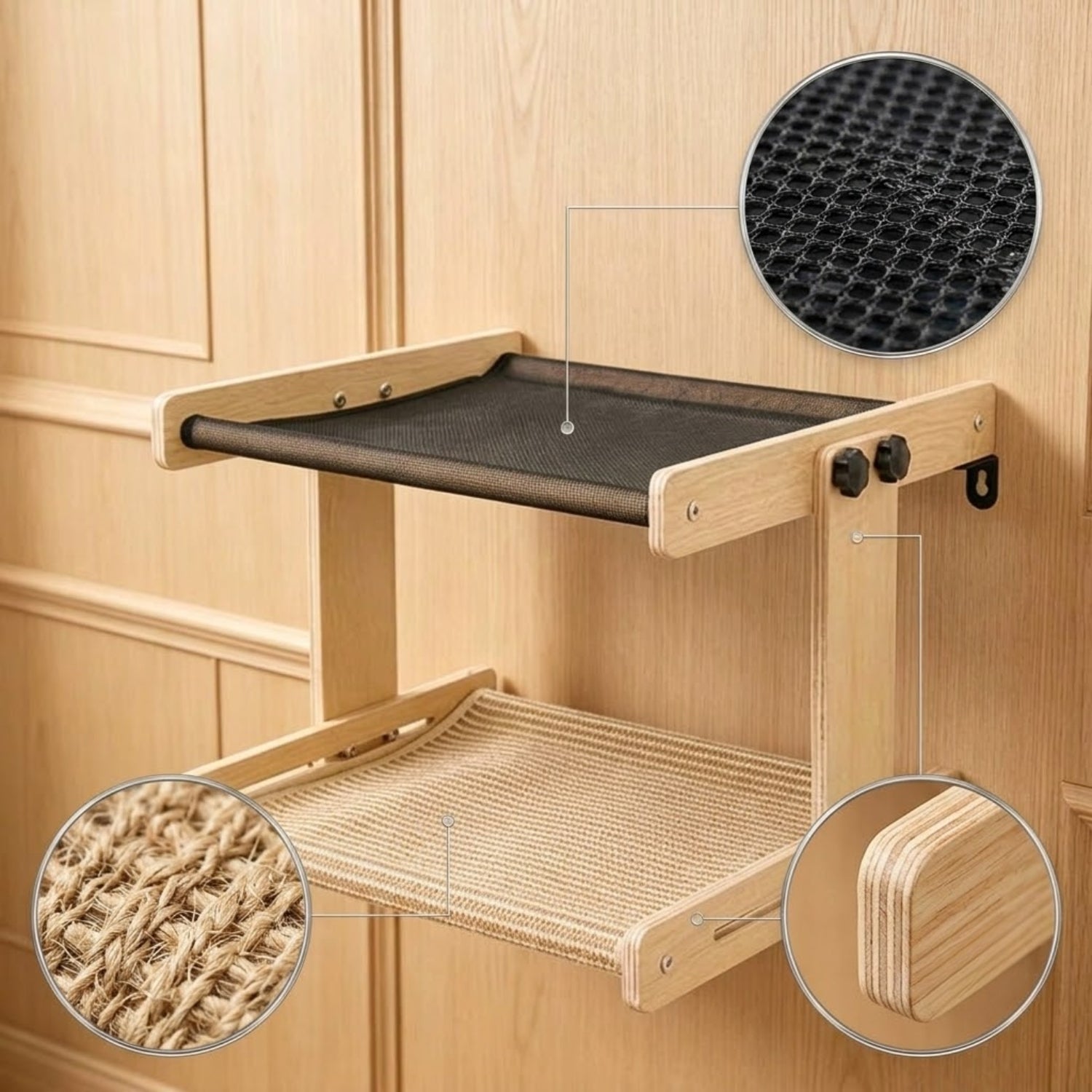 hamac pour chaotn zoom sur sisal toile bois