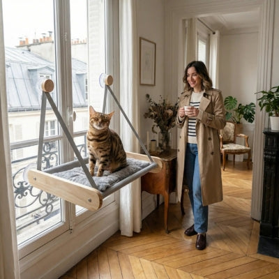 bangal appreciant douceur coussin hamac à chat maîtresse satisfaite