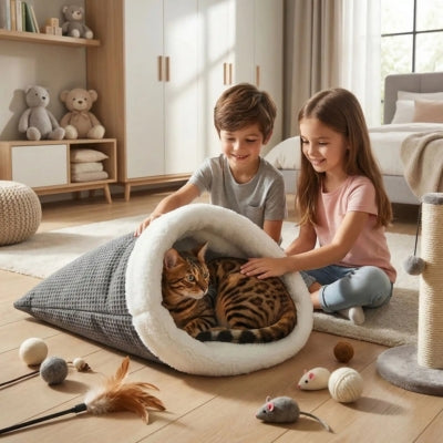 bangal detendu nid chaton enfants le caressant