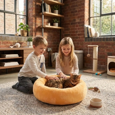 bangal lové couffin pour chat enfants le caressant