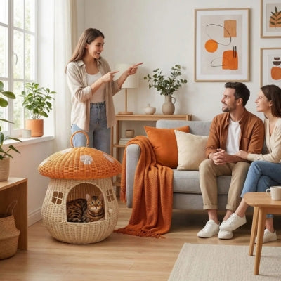 bangal relaxant dans maison pour chaton invités autour