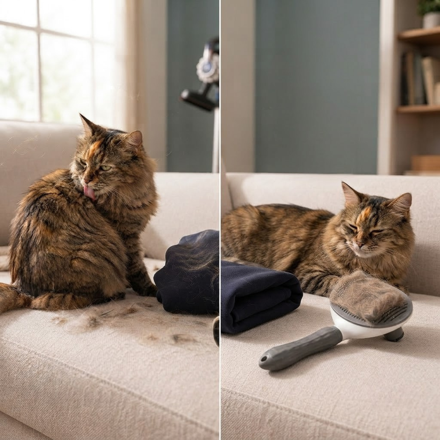brosse pour chat avant après poils canapé net brosse pleine