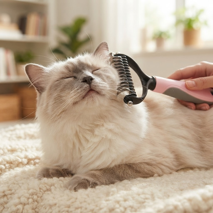 brosse pour chat rose chat poil long relaxant séance brossage