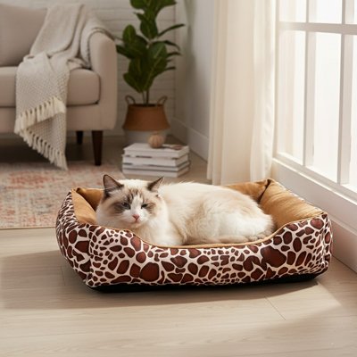 chat coussin ragdoll observant son territoire en relaxant dessus