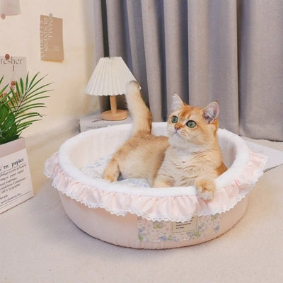 chat detendu couffin pour chat rose