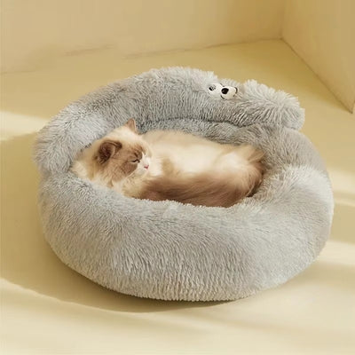 chat en boule dans panier pour grand chat 