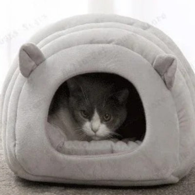 chat en detente paisible dans chat panier gris