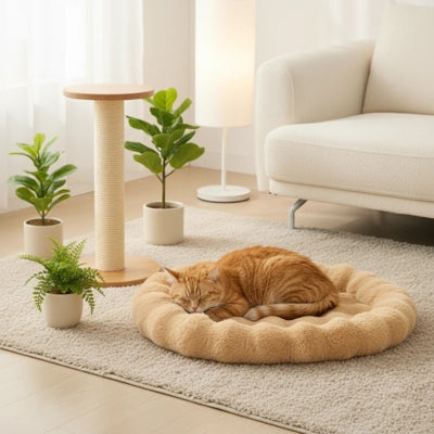 chat endormi dans lit pour chaton