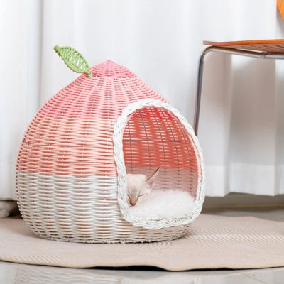 chat endormi panier pour chat en osier