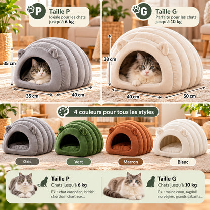 Chat panier Cat-Terpillar™ : tailles Petit 40 × 35 × 35 cm et Grand 50 × 40 × 38 cm, coloris disponibles