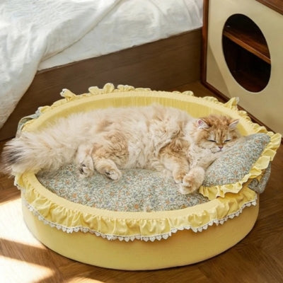 chat profondement endormi dans couffin pour chat