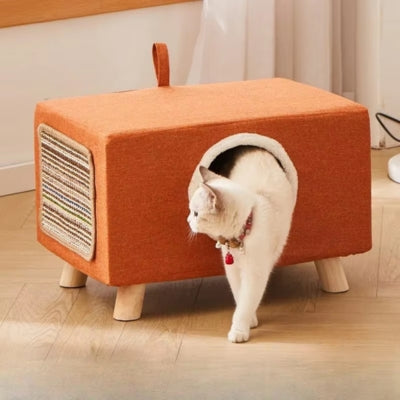 chat sortant maisonnette pour chat orange version premium