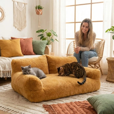 chaton dort bangal patoune lit pour chaton maîtresse contente les regardant