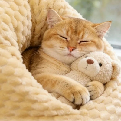 chaton dort toutou collé contre lui dans nid chaton
