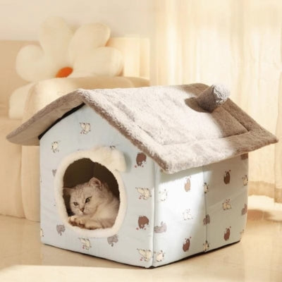 chaton en detente dans maison pour chaton pluie de chats