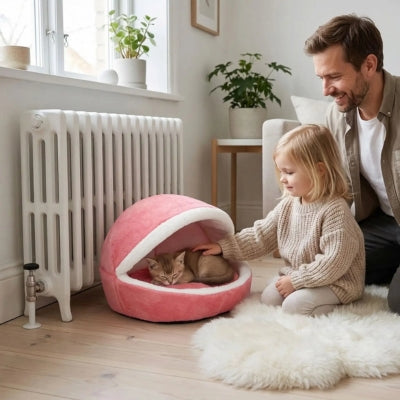 chaton endormi nid chaton filette le caressant papa regarde tendrement