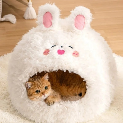 chaton lové dans niche pour chaton