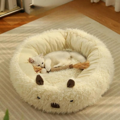 chaton s'amusant dans modèle ouvert  l'un de ses coussins chat