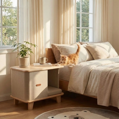 chaton s'étire sur maison chats dans chambre à coucher