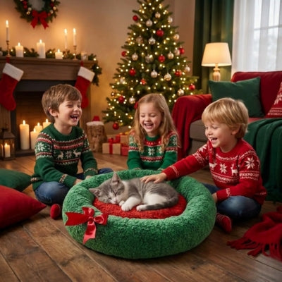 coussin à chat coconoël enfants salon décoré noël
