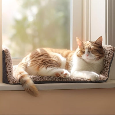 coussin chat sur rebord fenêtre chat endormi paisiblement dessus