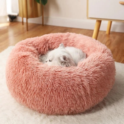 coussin chaton rose poudré chaton relaxant dedans