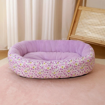 coussin chats violet fleuri