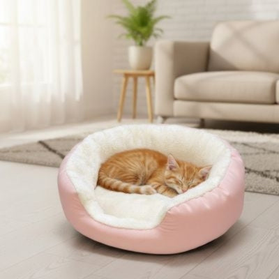 coussin pour chat dodoéden rose cgat endormi profondement dedans